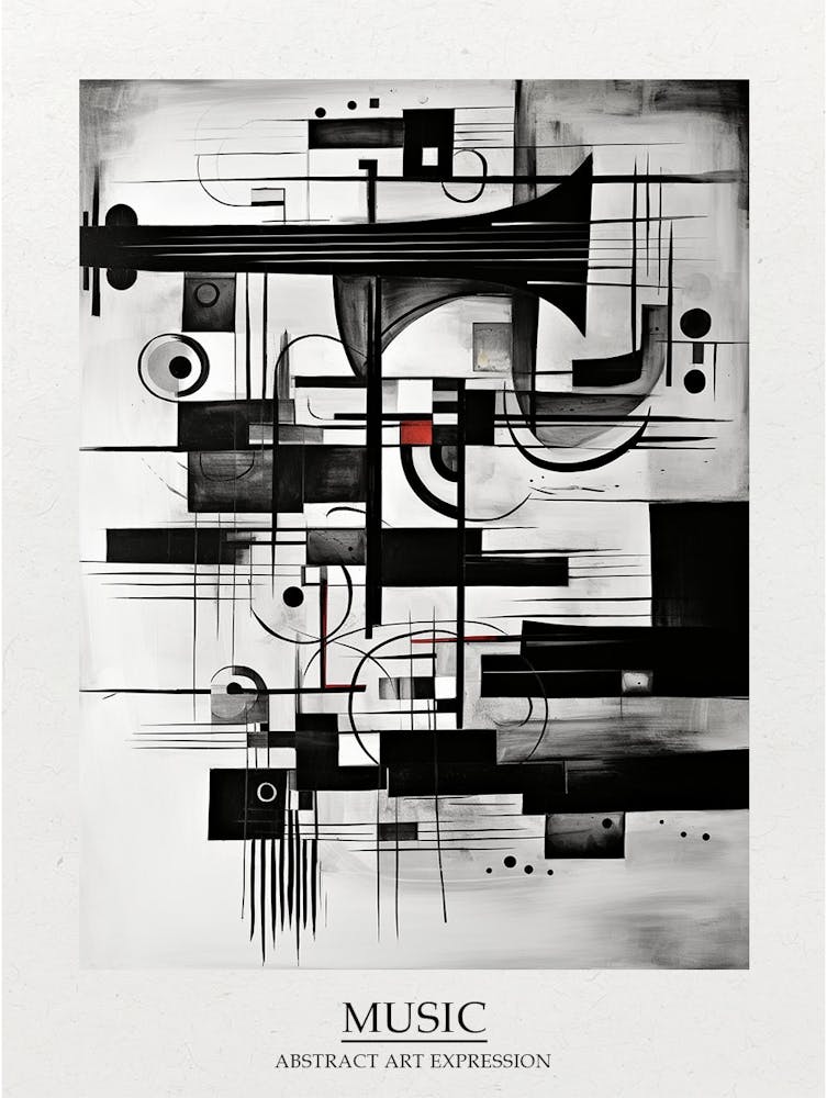 Music Abstract Black And White 1 Poster