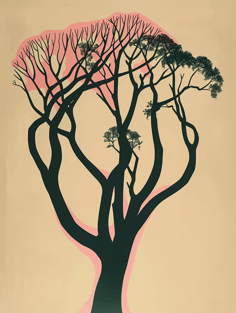 Teak Tree Colourful Illustration 4