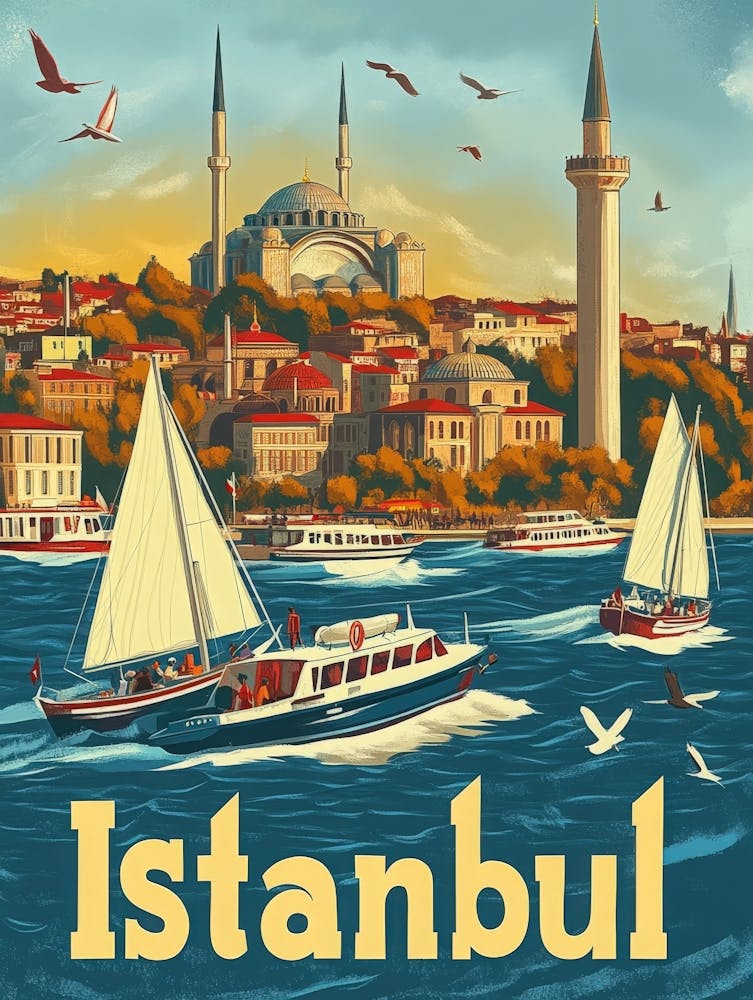 Aihrgdesign A 1970s Inspired Travel Poster For Istanbul 4