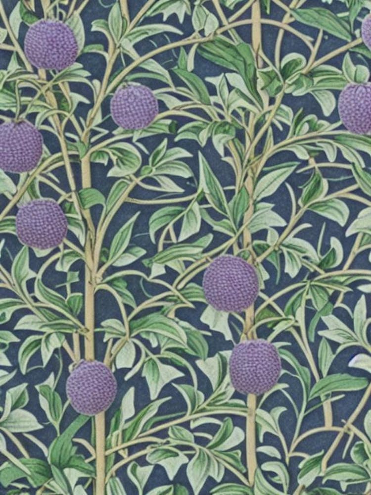 Purple 2 Leaf Plum tree Vintage Botanical