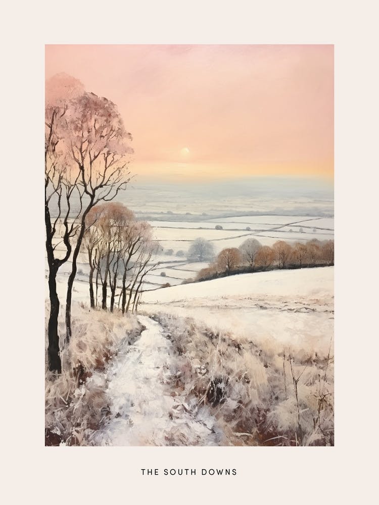Dreamy Winter National Park Poster  The South Downs England 1