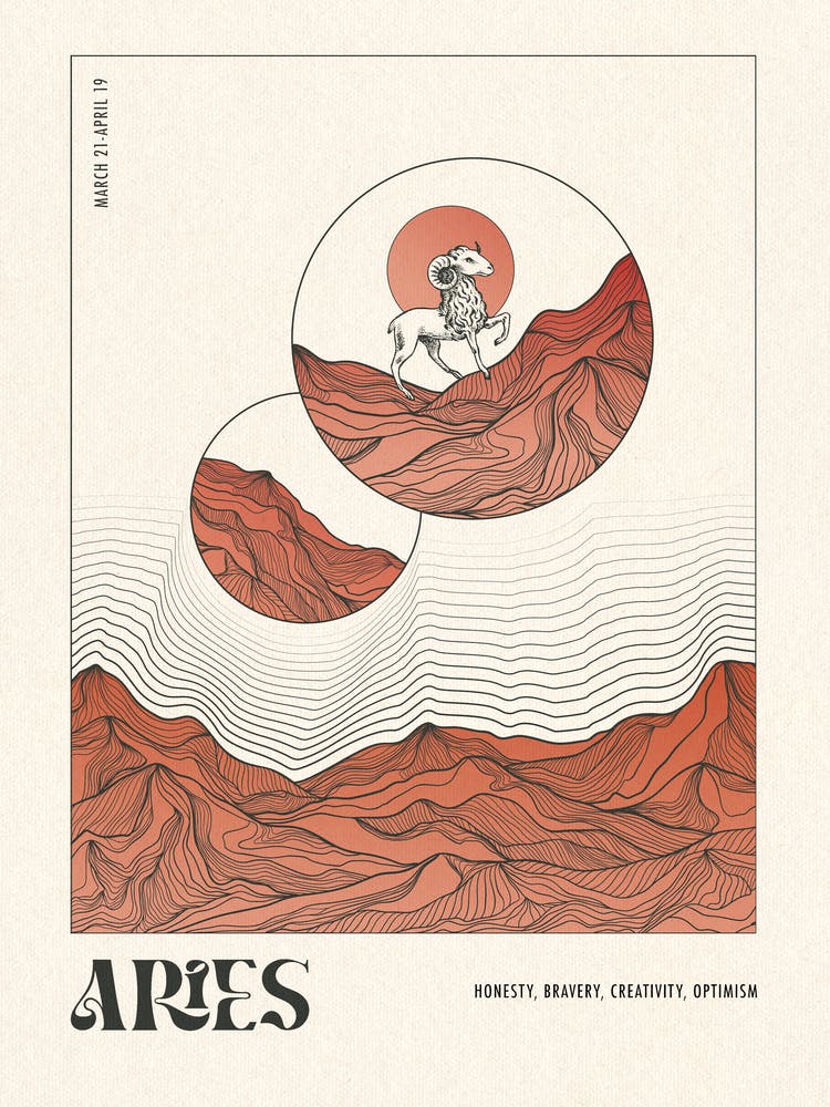 Aries Star Sign Zodiac Art