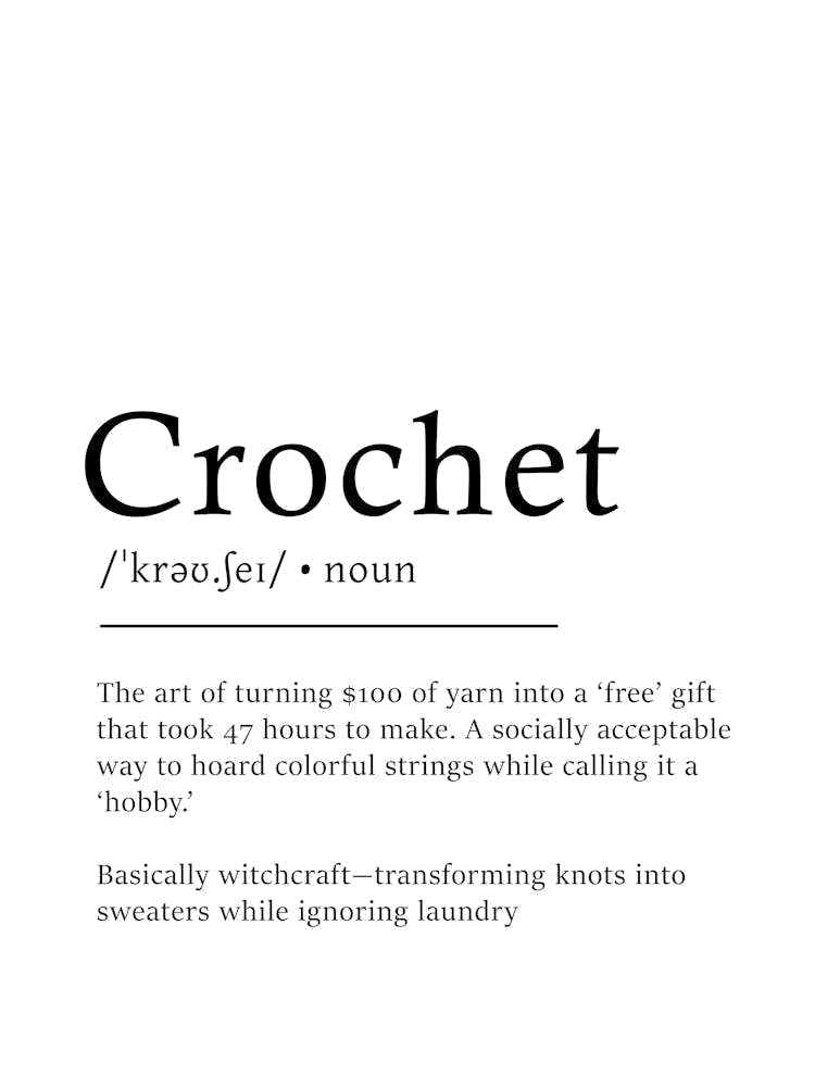 Crochet Definition Poster - Dictionary