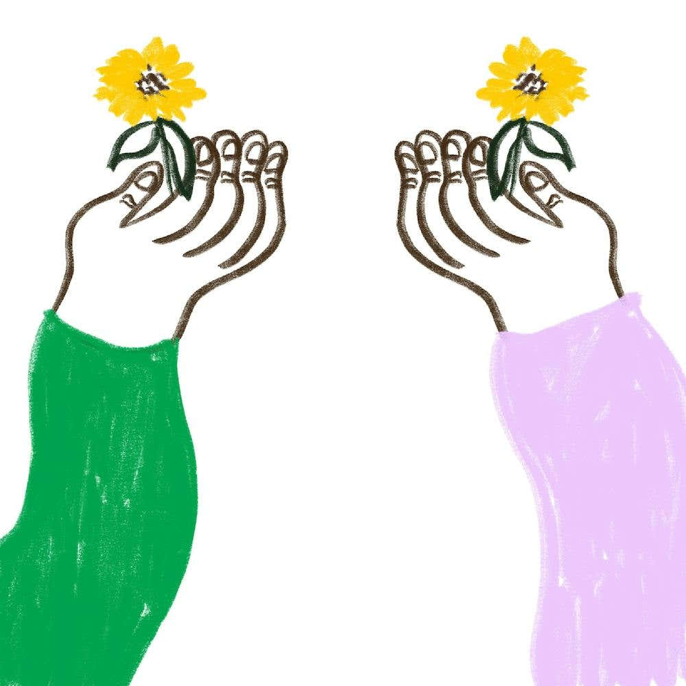 Holding Sunflowers Square