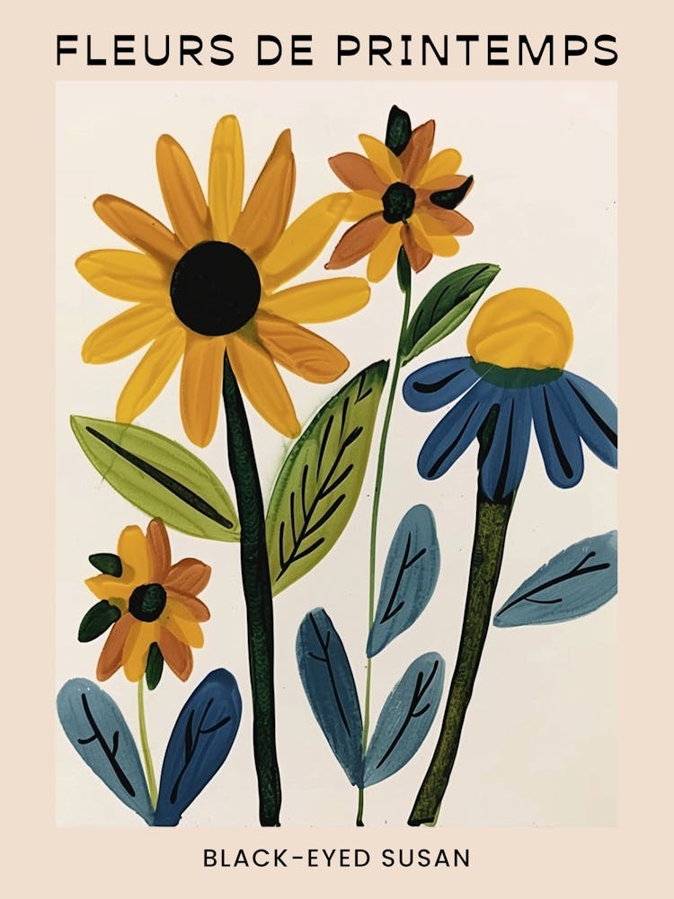 Spring Floral French Poster  Black Eyed Susan 2