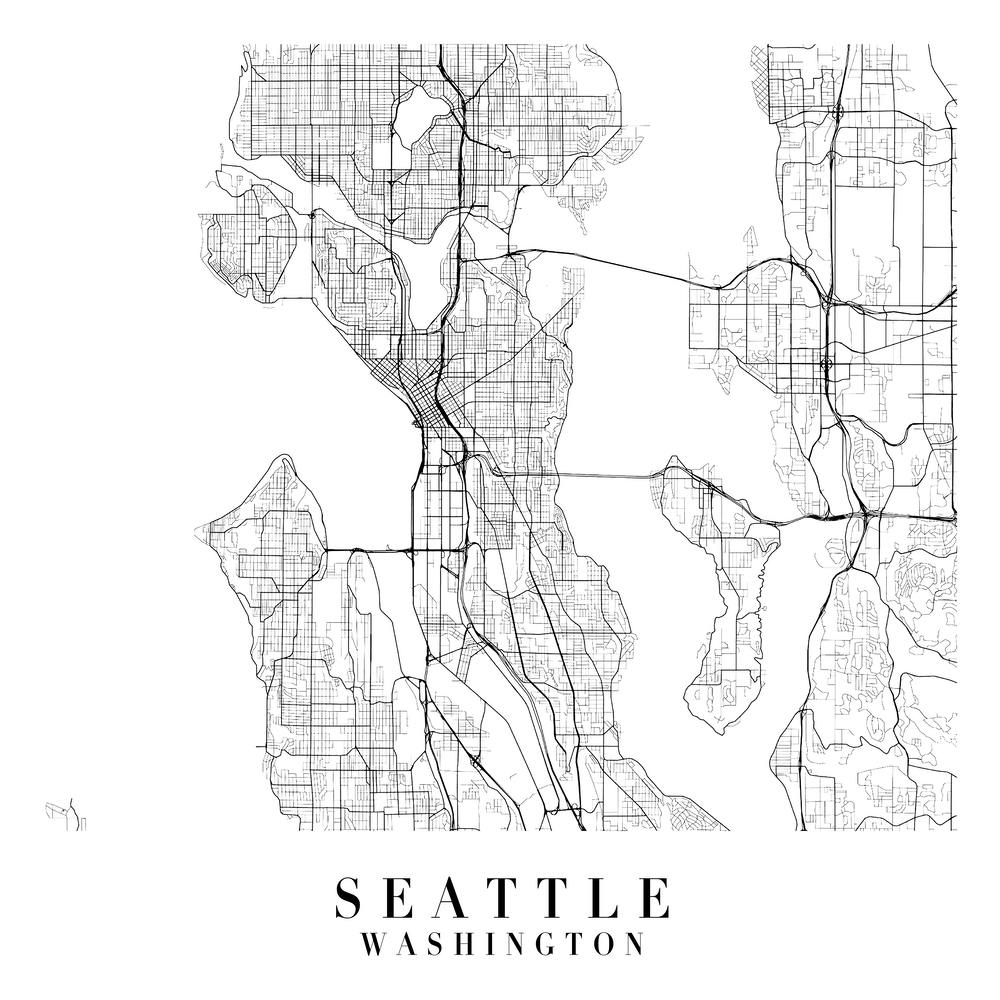 Seattle Washington Street Map Minimal Square