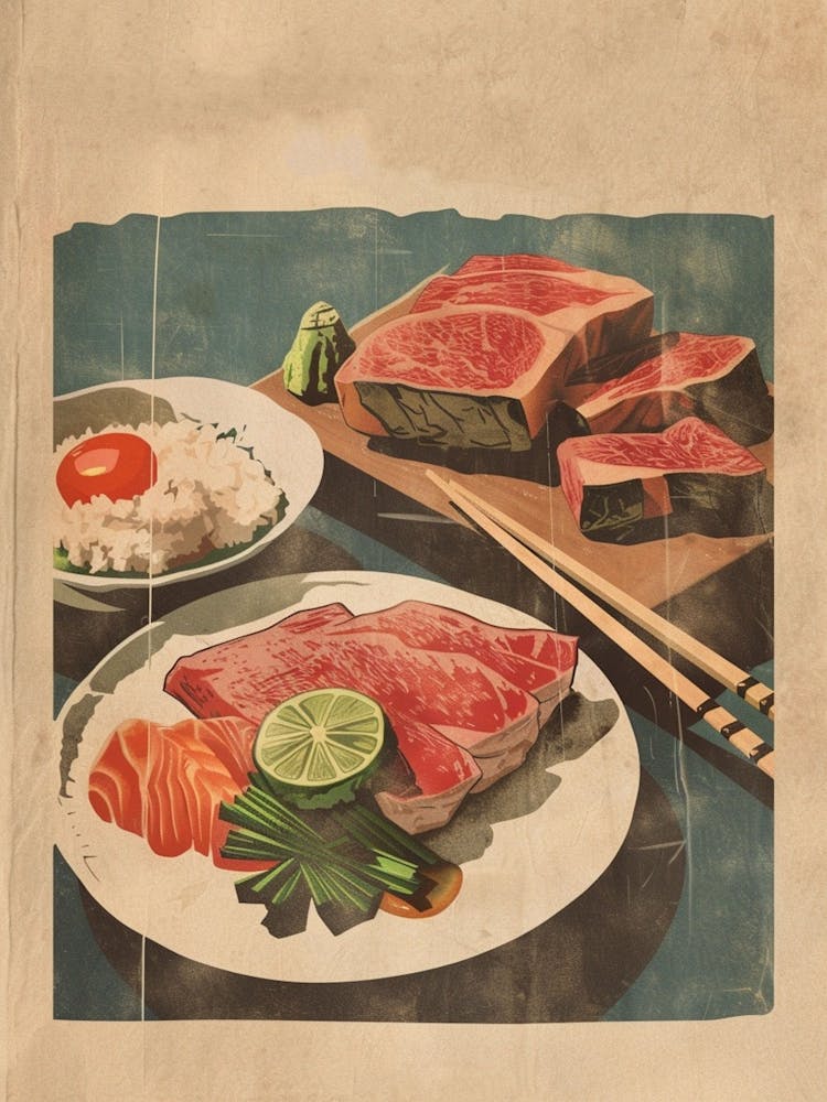 Wagyu Donburi Japanese Cuisine Mid Century Modern