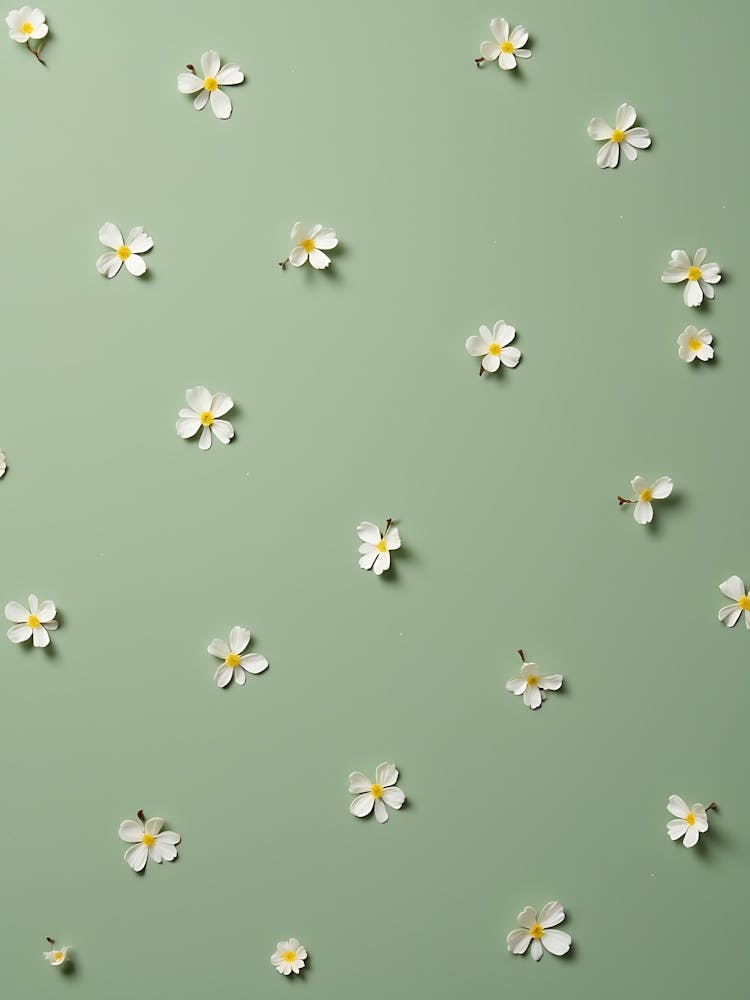Motifs Floraux Organiques En Vert Sauge Doux