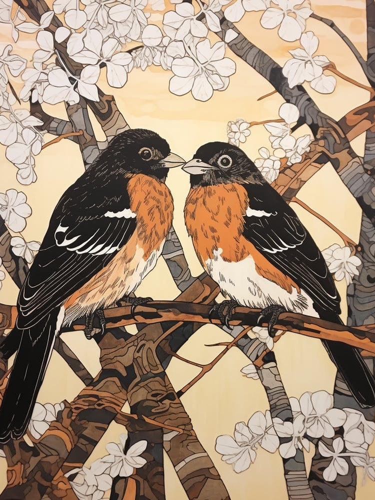 Art Nouveau Birds Poster Harrier 1