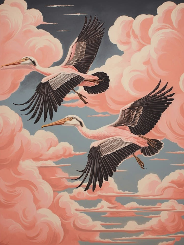 Vintage Japanese Inspired Bird Print Pelican