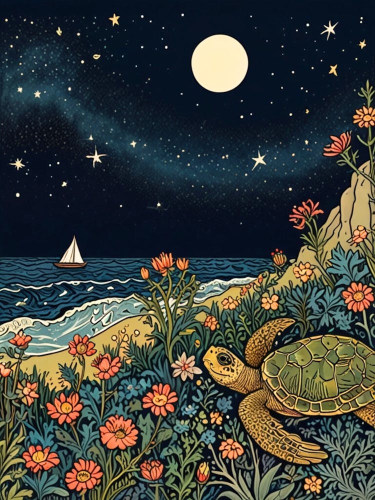 William Morris Meeresschildkröte Bei Nacht