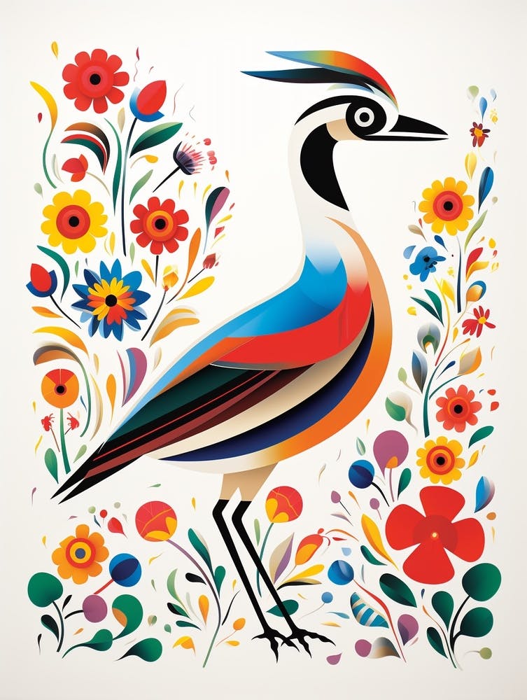 Illustration d'oiseau scandinave Vanneau huppé 4