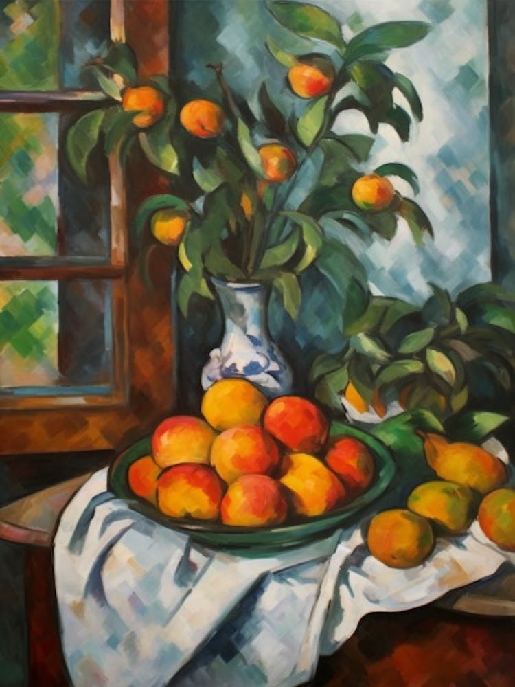 Flower Vase Bouvardia With A Cat 4 Impressionism, Cezanne Style