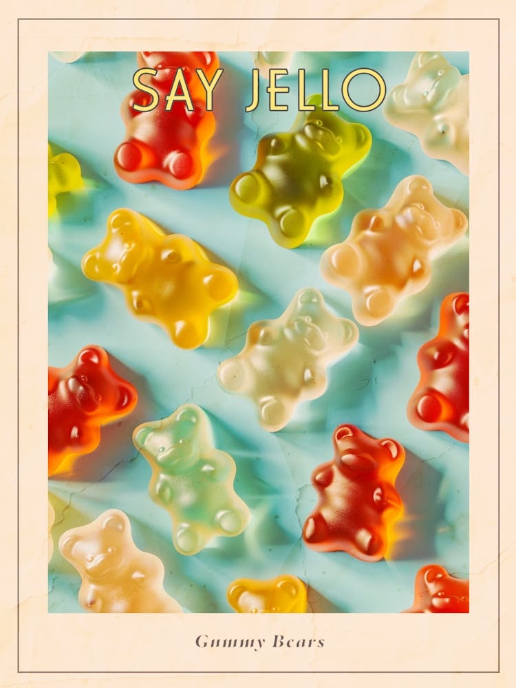 Retro Gummy Bears Candy Sweets Pattern 2 Poster