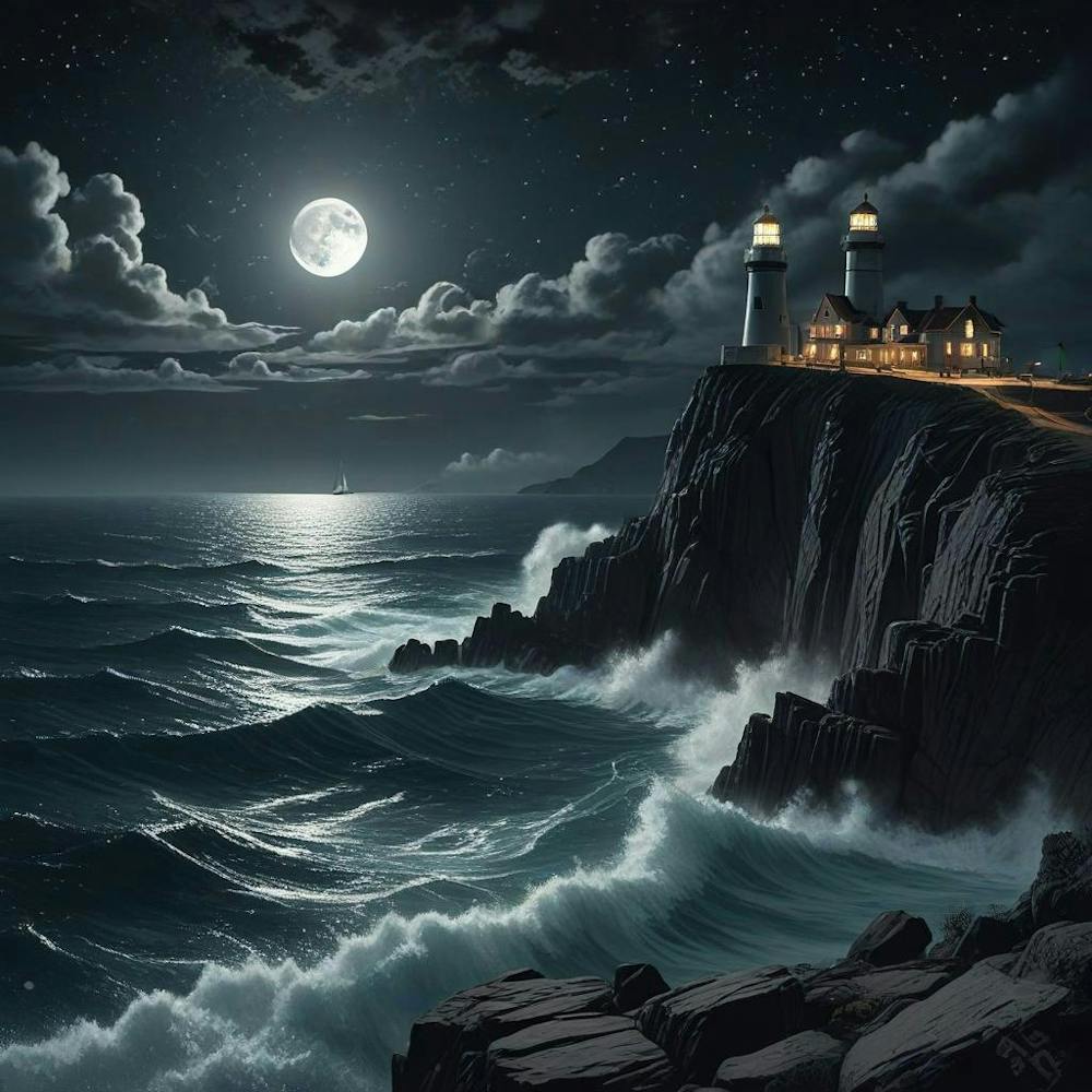 Lake Environment Landscape With Moon (5)