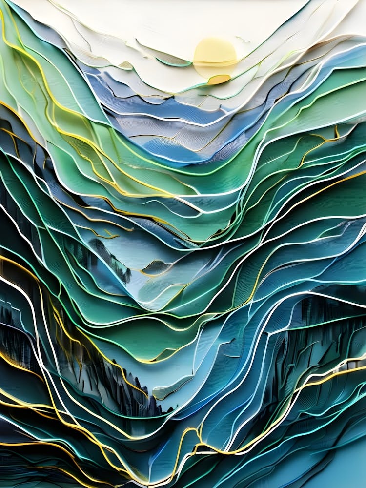 Acrylic Line Nature Art, Sunrise
