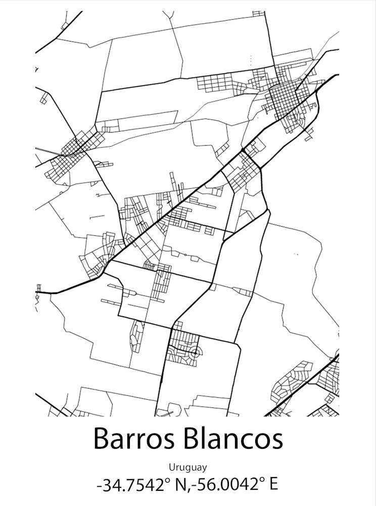 Barros Blancos,Uruguay Minimalist Map