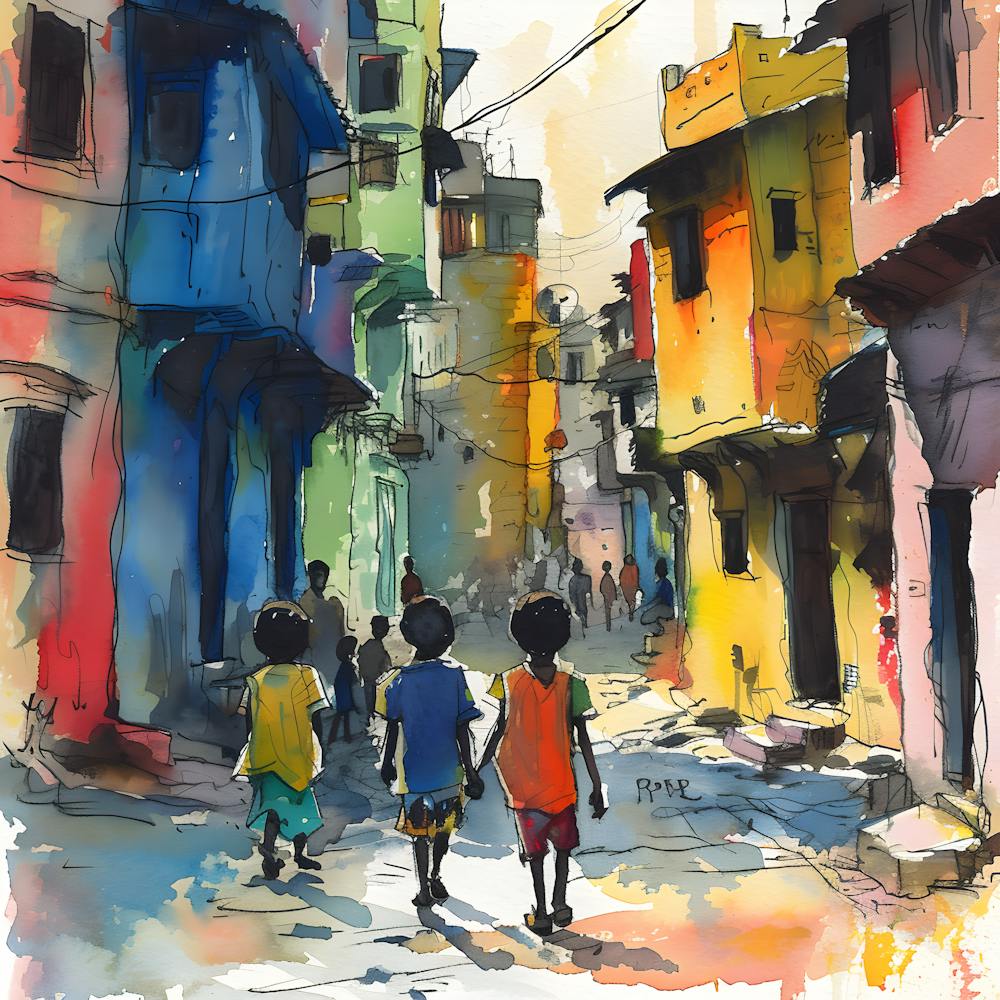 Children Walking Down The Street 1