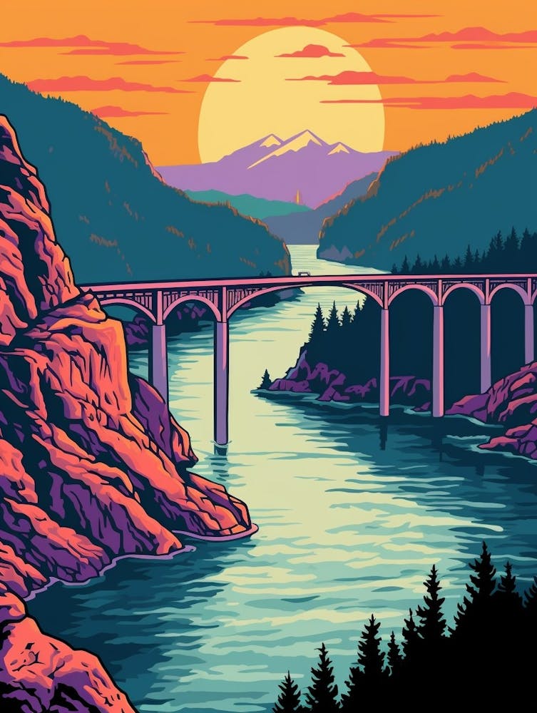 Columbia River Washington Retro Pop Art 16