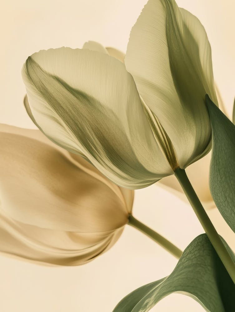 Green Beige Close Up Petals 10