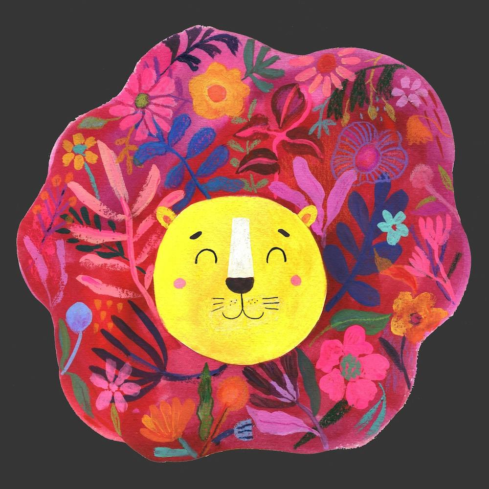 Roar Little Lion Floral Mane Square