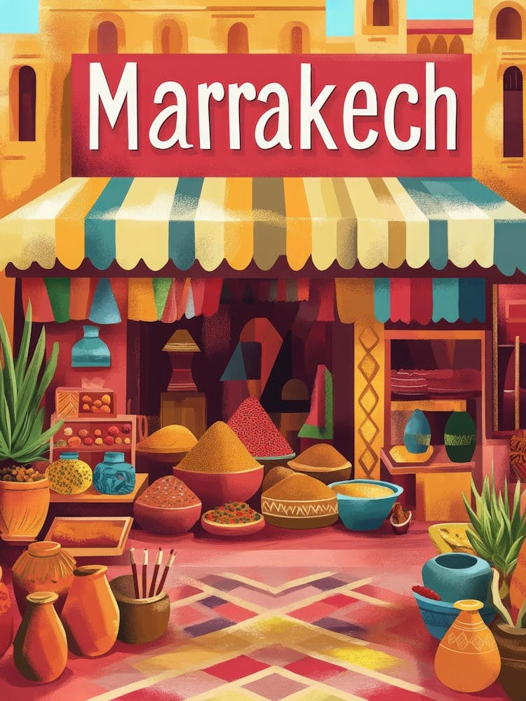 Aihrgdesign A 1970s Inspired Travel Poster For Marrakech 2