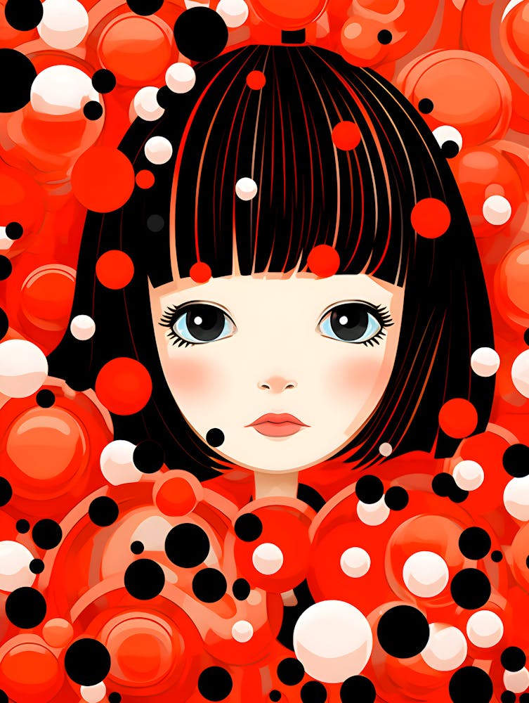 Girl In Red Bubbles