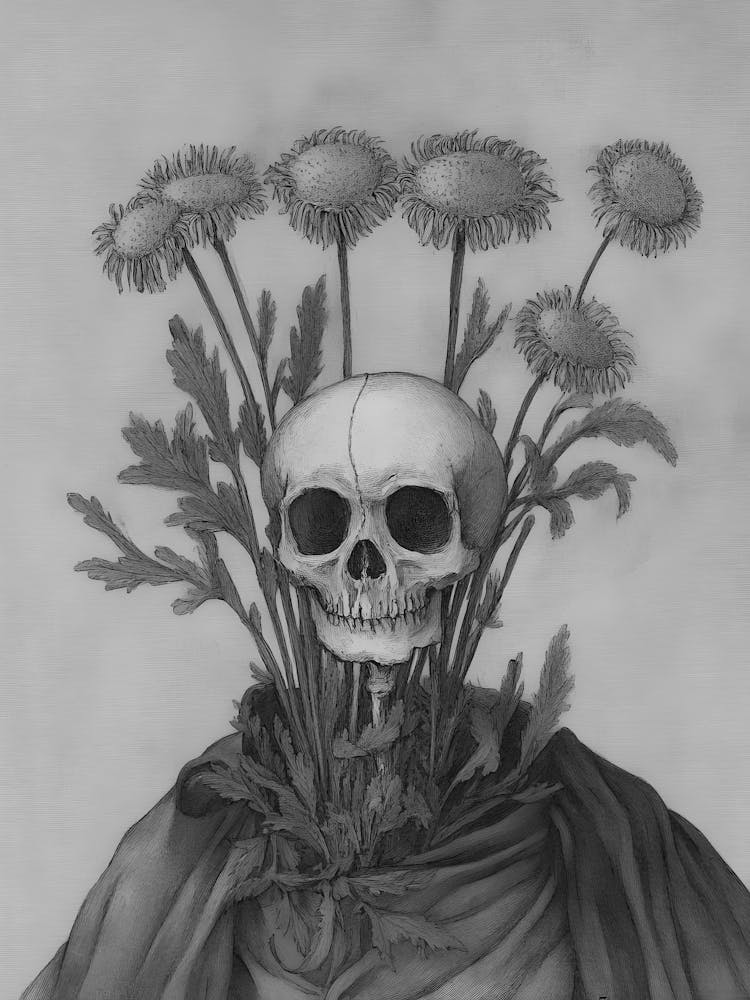 Skull With Dandelions