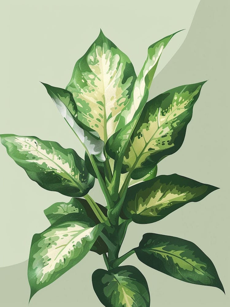 Dieffenbachia Plant Minimalist Illustration 3