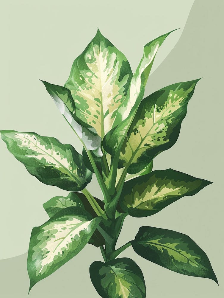 Dieffenbachia Plant Minimalist Illustration 3