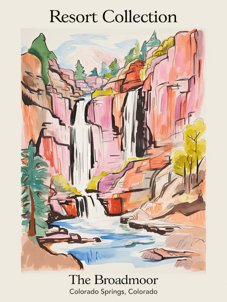 Poster Of The Broadmoor   Colorado Springs, Colorado   Resort Collection Storybook Illustration 4