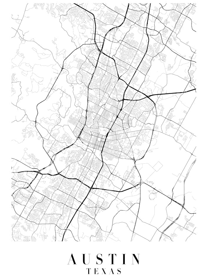 Austin Texas Street Map Minimal