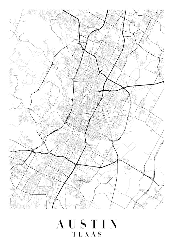 Austin Texas Street Map Minimal