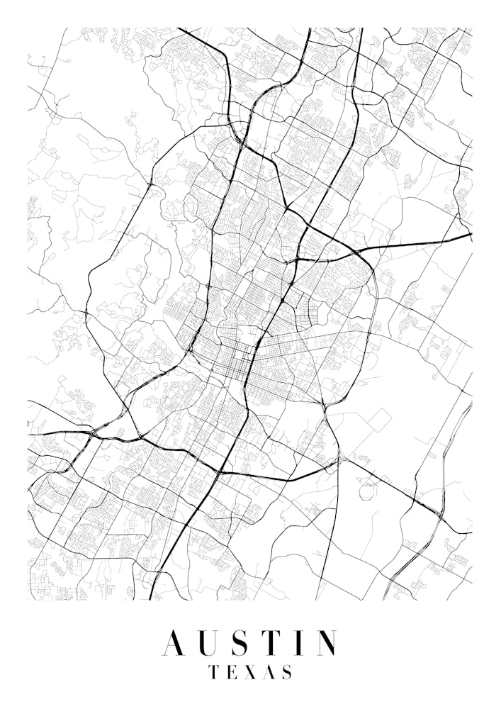 Austin Texas Street Map Minimal