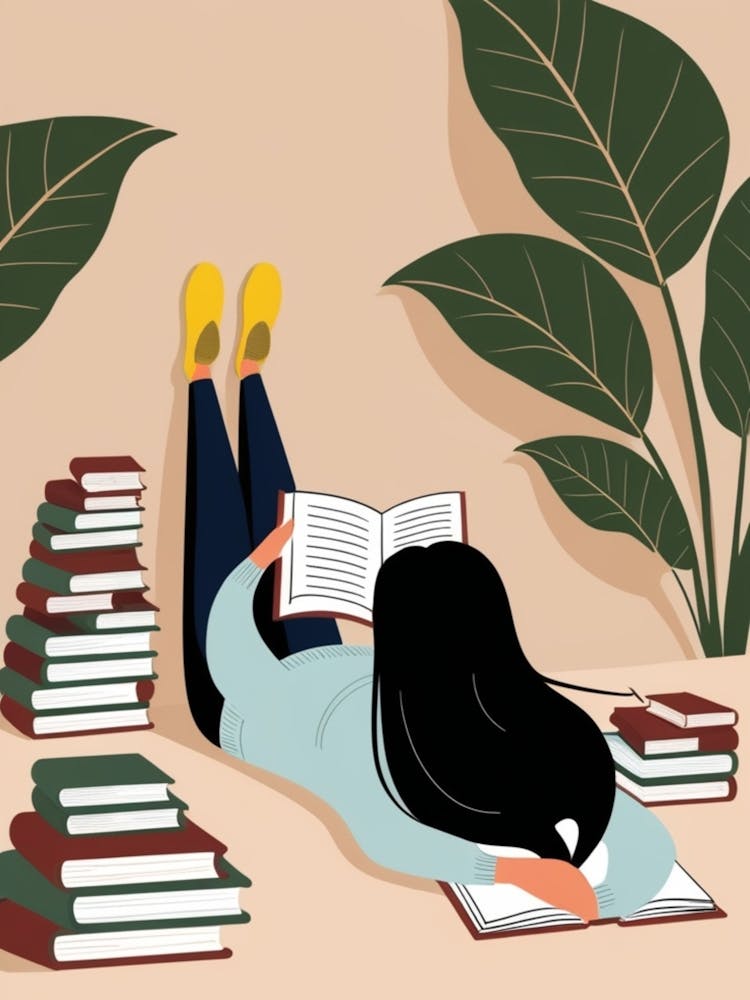 Illustration Of A Woman Reading A Book 1