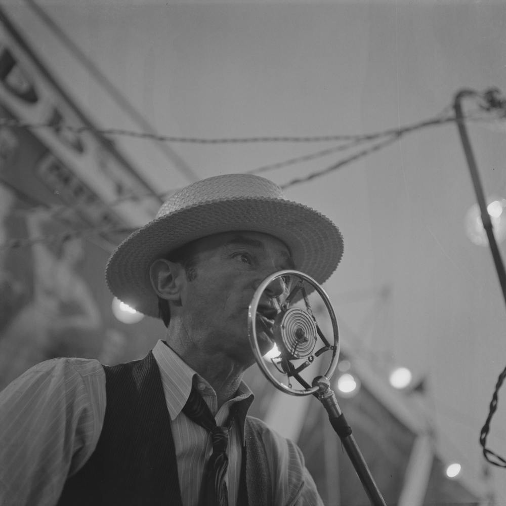 Klamath Falls, Oregon, Sideshow Barker At The Circus By Russell Lee