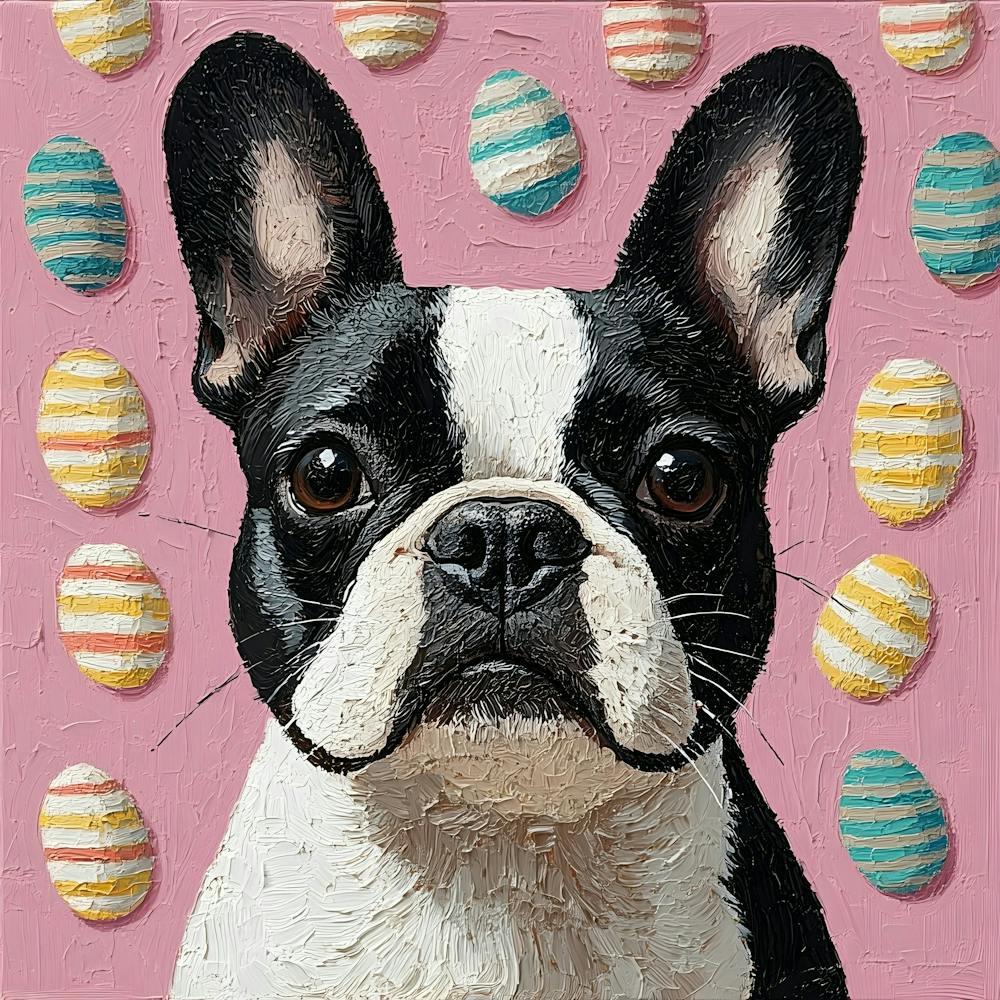 Frenchie With Easter Eggs 1
