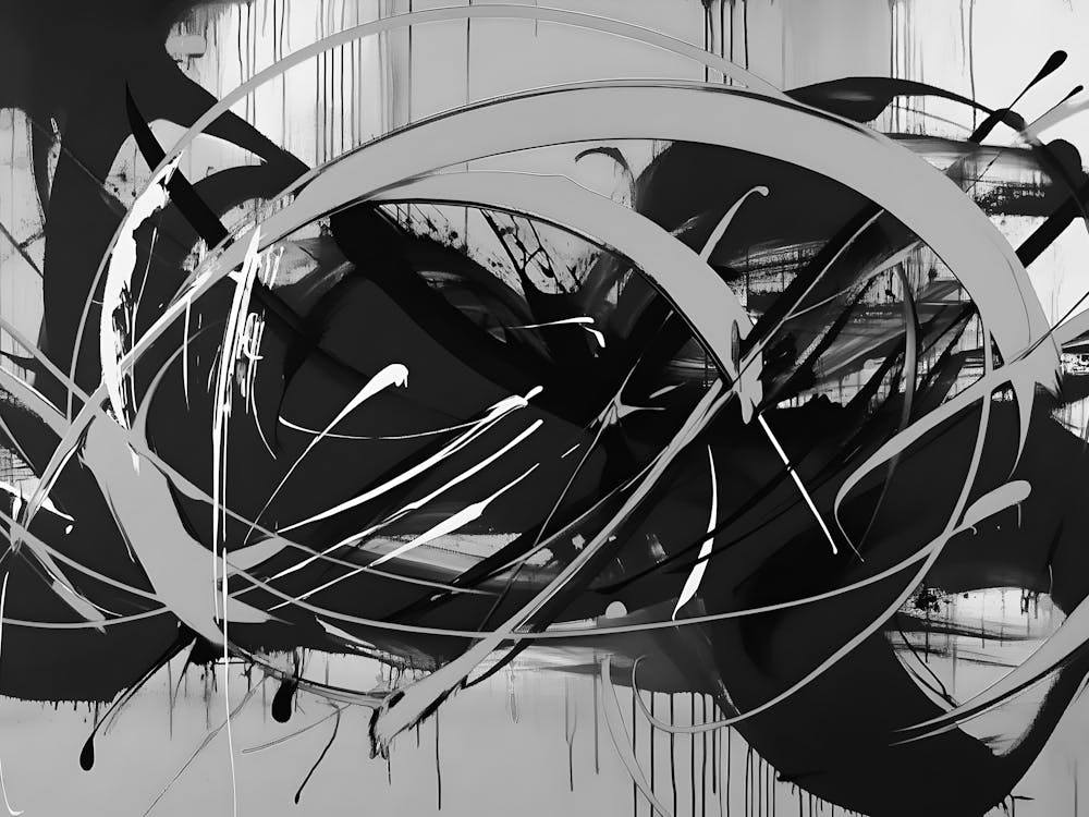 Abstract Black And White Painting 19
