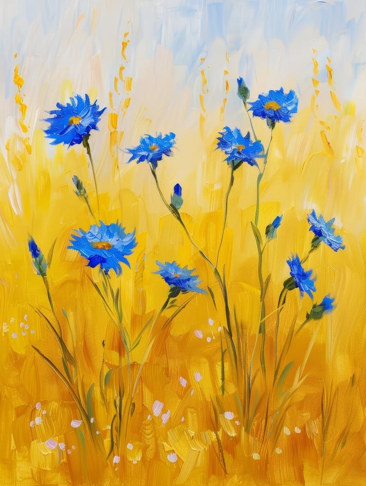 Blue Flowers In The Field