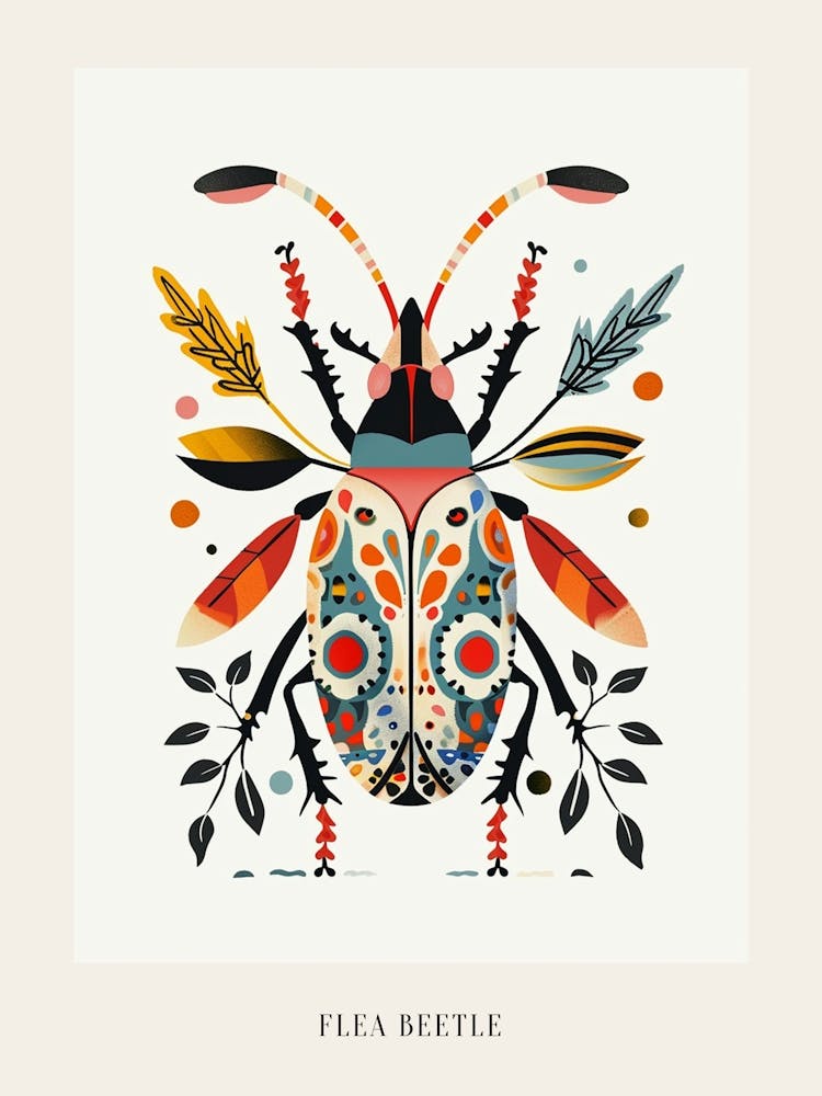 Colourful Insect Illustration Flea Beetle 16 Poster