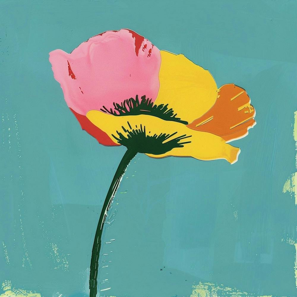 Poppy 3 Square Flower Illustration