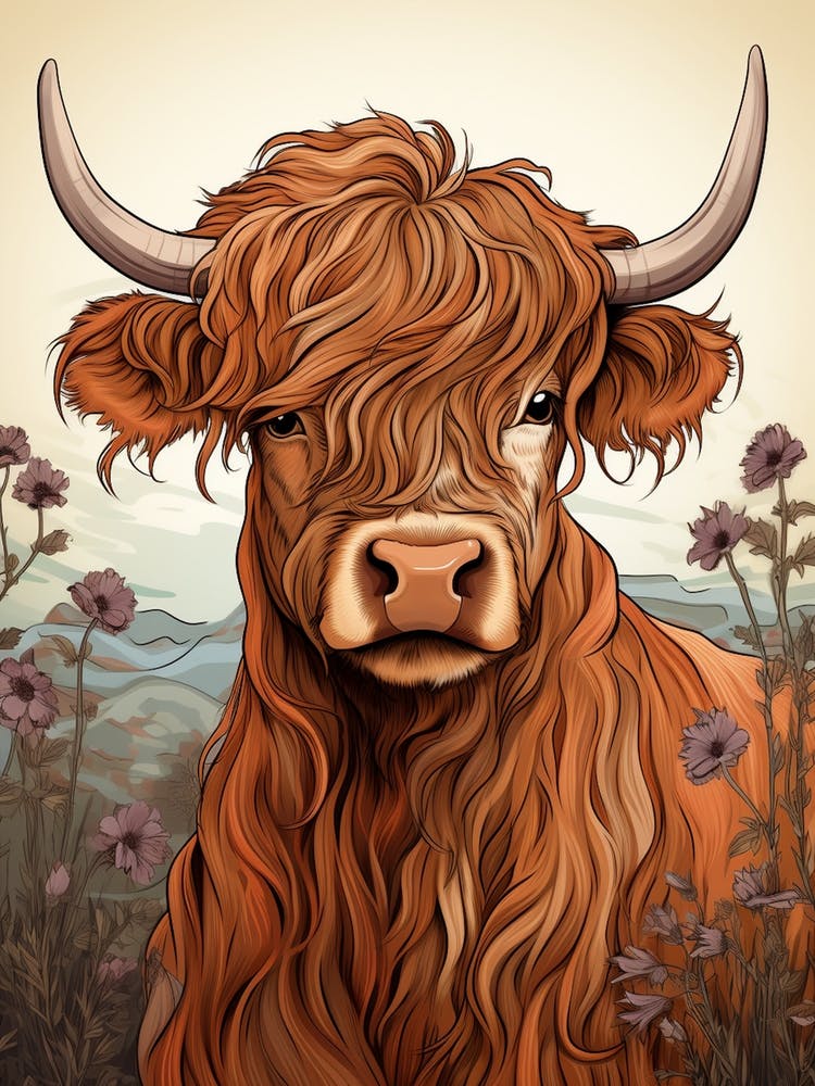 Neutral Tones Portrait Of Highland Cow 1