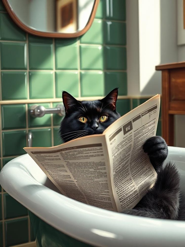 Cat Reading Newspaper 3