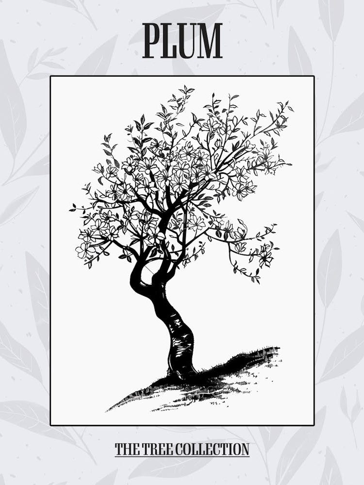 Plum Tree Simple Geometric Nature Stencil 1 Poster