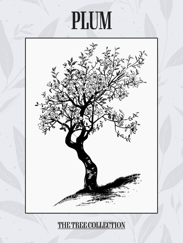 Plum Tree Simple Geometric Nature Stencil 1 Poster