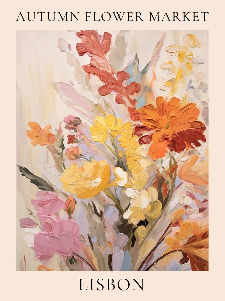 Autumn Flower Market Poster Lisbon