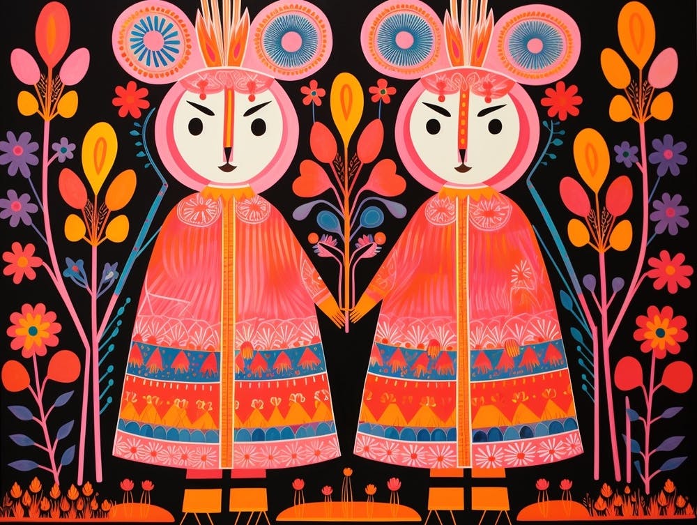 Mice 1 Folk Style Animal Illustration
