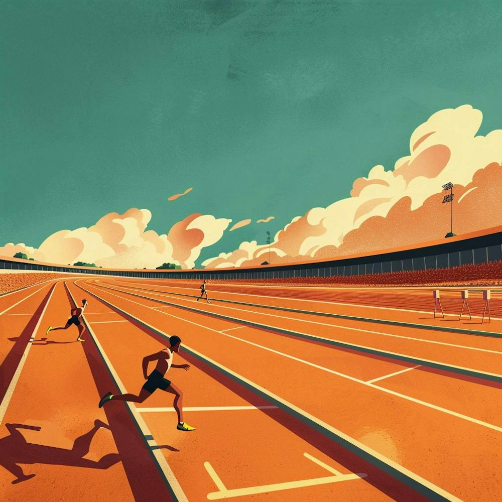 Illustration Of Runners Running On A Track