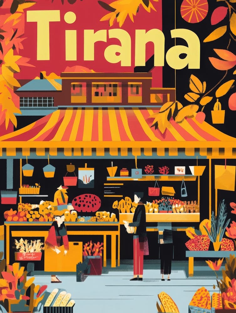 Aihrgdesign - Affiche de Voyage Inspirée des Années 70 Pour Tirana 1