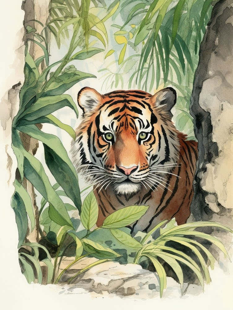 Storybook Animal Watercolour Siberian Tiger 3